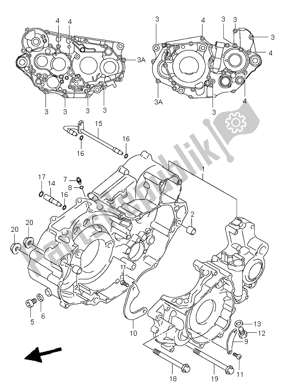 All parts for the Crankcase of the Suzuki DR Z 400S 2001