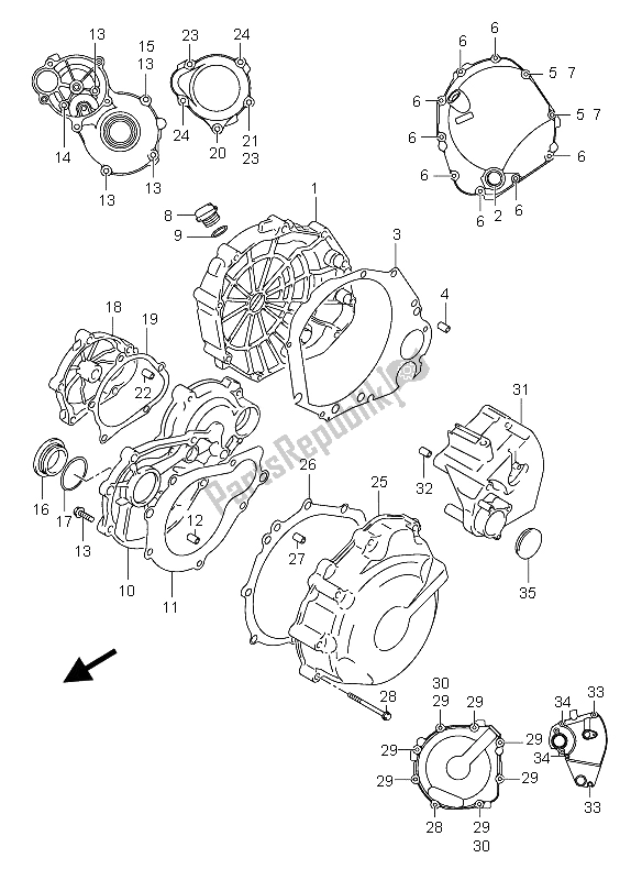 Tutte le parti per il Coperchio Del Carter del Suzuki GSX R 750X 2005