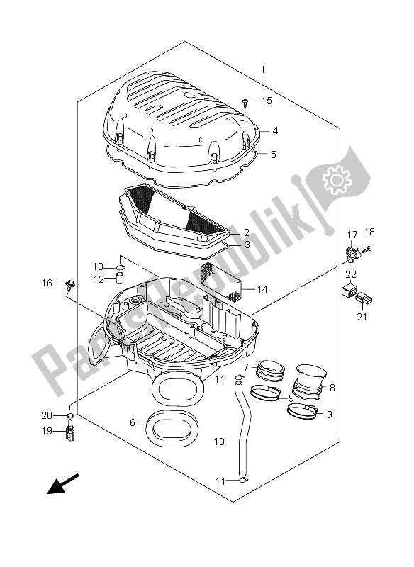 All parts for the Air Cleaner of the Suzuki GSX R 600X 2005