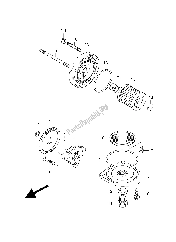 All parts for the Oil Pump of the Suzuki DR Z 125 SW LW 2009