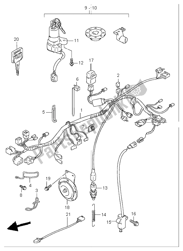 All parts for the Wiring Harness of the Suzuki GS 500 2002