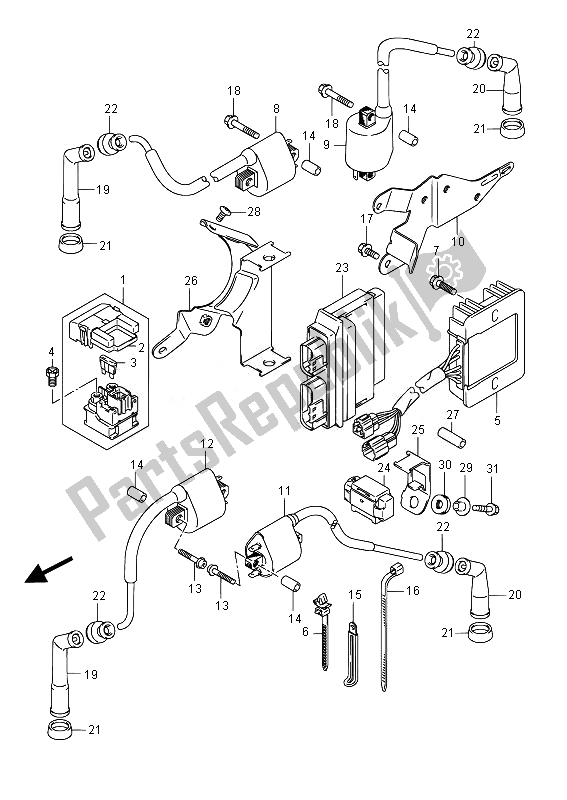 Todas as partes de Elétrica (vl800bue E19) do Suzuki VL 800B Intruder 2014