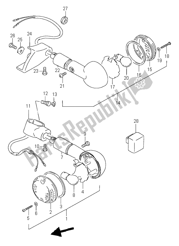 Toutes les pièces pour le Feu Clignotant du Suzuki VS 600 Intruder 1996