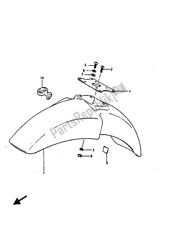 All parts for the Front Fender of the Suzuki RG 125 CUC Gamma 1986