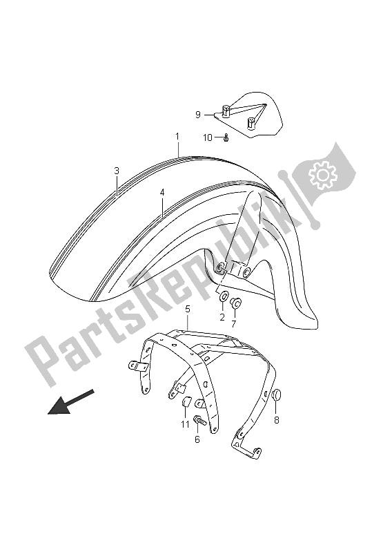 Wszystkie części do Przedni B? Otnik (vl800c E2) Suzuki C 800 VL Intruder 2011