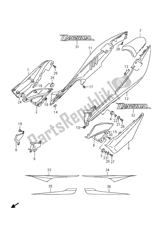 Tutte le parti per il Copertura Del Telaio del Suzuki GW 250 Inazuma 2014