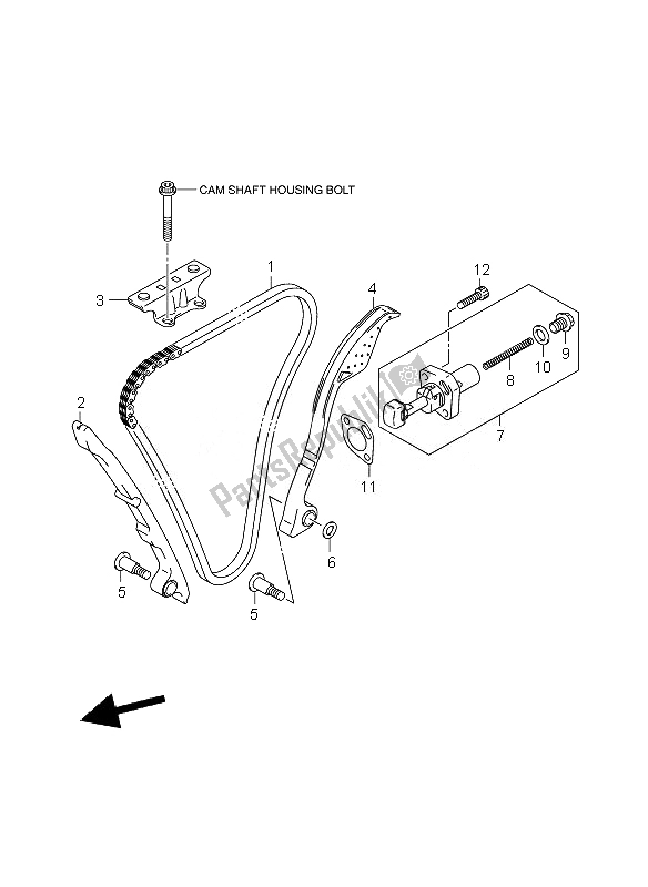 All parts for the Cam Chain of the Suzuki GSR 600A 2010