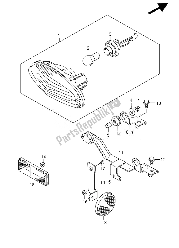 All parts for the Rear Combination Lamp of the Suzuki LT A 450 XZ Kingquad 4X4 2010