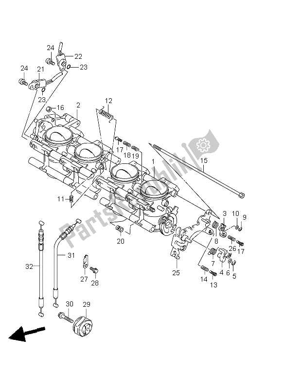 Alle onderdelen voor de Gasklephuis van de Suzuki GSX R 1000 2001