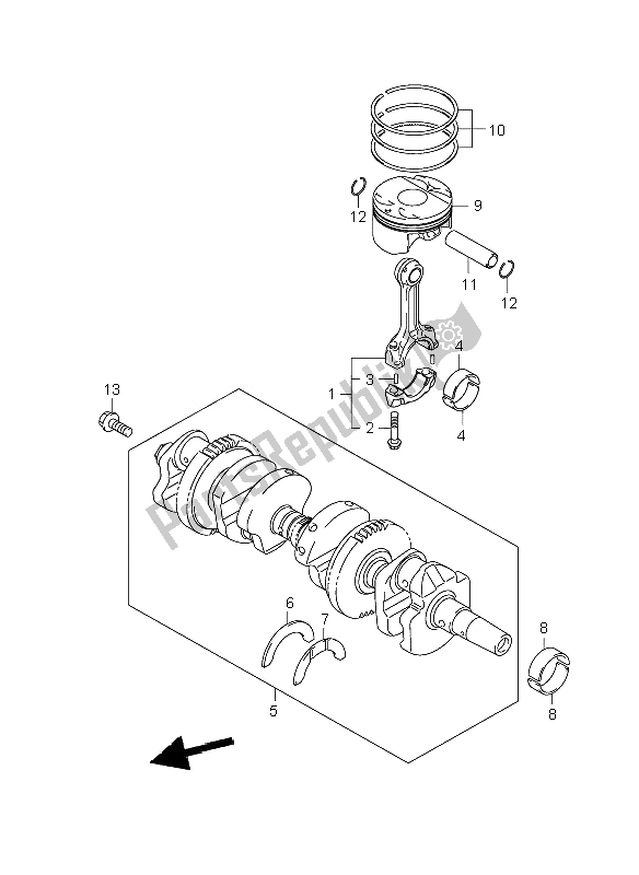 All parts for the Crankshaft of the Suzuki GSF 1250 Nsnasa Bandit 2008