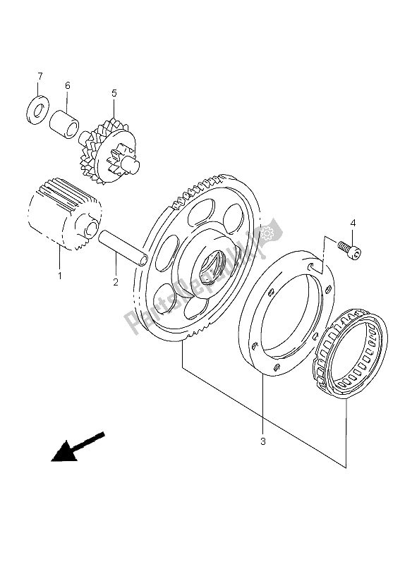 All parts for the Starter Clutch of the Suzuki VL 1500 Intruder LC 2008