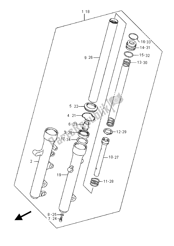 All parts for the Front Fork Damper (uh125a) of the Suzuki UH 125A Burgman 2015