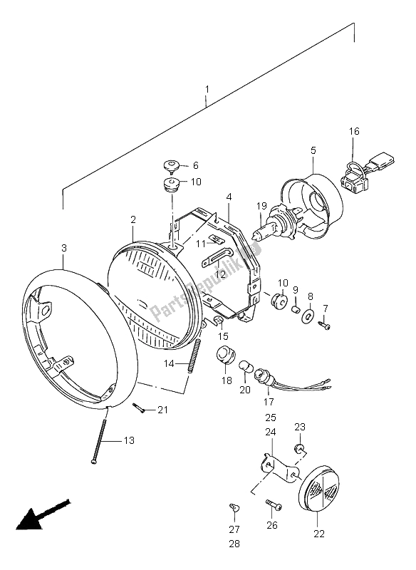 Toutes les pièces pour le Lampe Frontale du Suzuki LS 650 Savage 1999