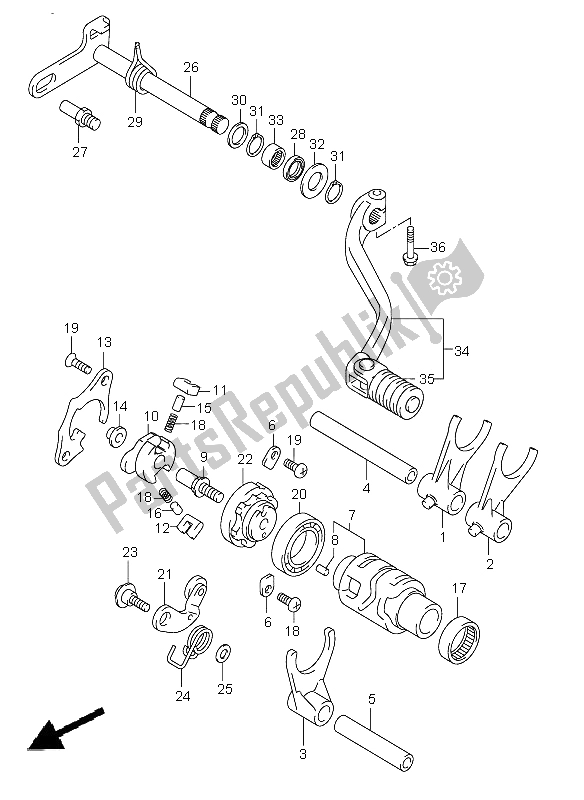 All parts for the Gear Shifting (e1-p37) of the Suzuki DR Z 400E 2006