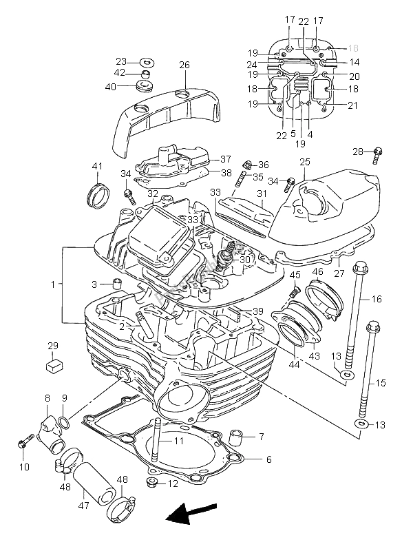 Toutes les pièces pour le Culasse (arrière) du Suzuki VS 800 Intruder 1998