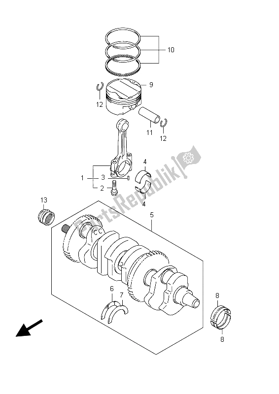 Toutes les pièces pour le Vilebrequin du Suzuki GSX 1300R Hayabusa 2012