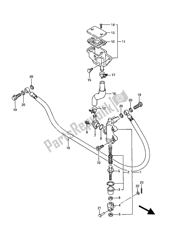 Toutes les pièces pour le Maître-cylindre Arrière du Suzuki GSX 1100F 1992