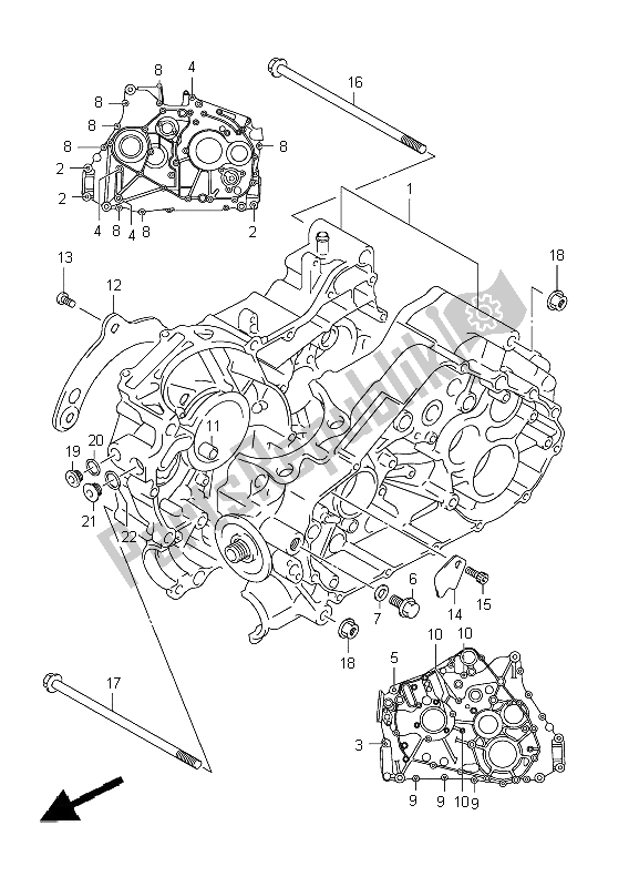 All parts for the Crankcase of the Suzuki LT A 400Z Kingquad ASI 4X4 2012