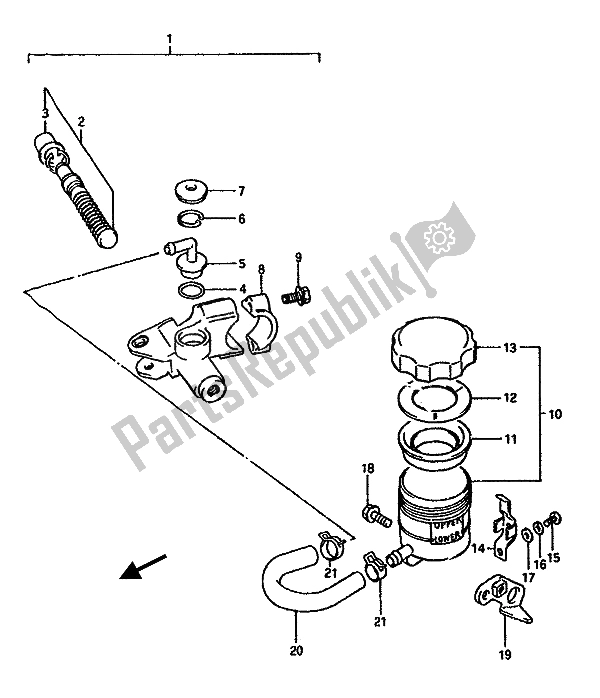 All parts for the Front Master Cylinder of the Suzuki GSX R 750 1988