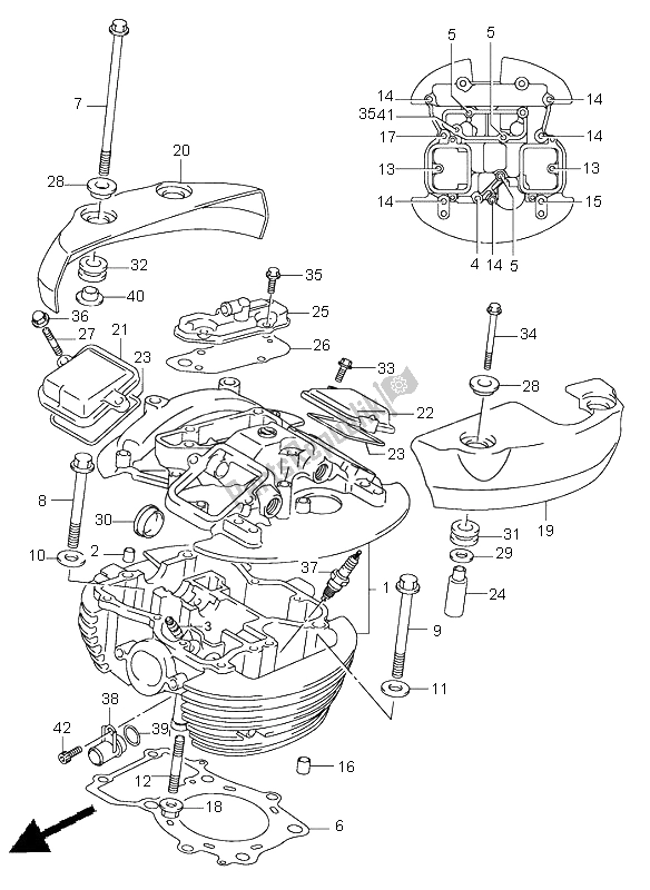 All parts for the Rear Cylinder Head of the Suzuki VL 800Z Volusia 2004