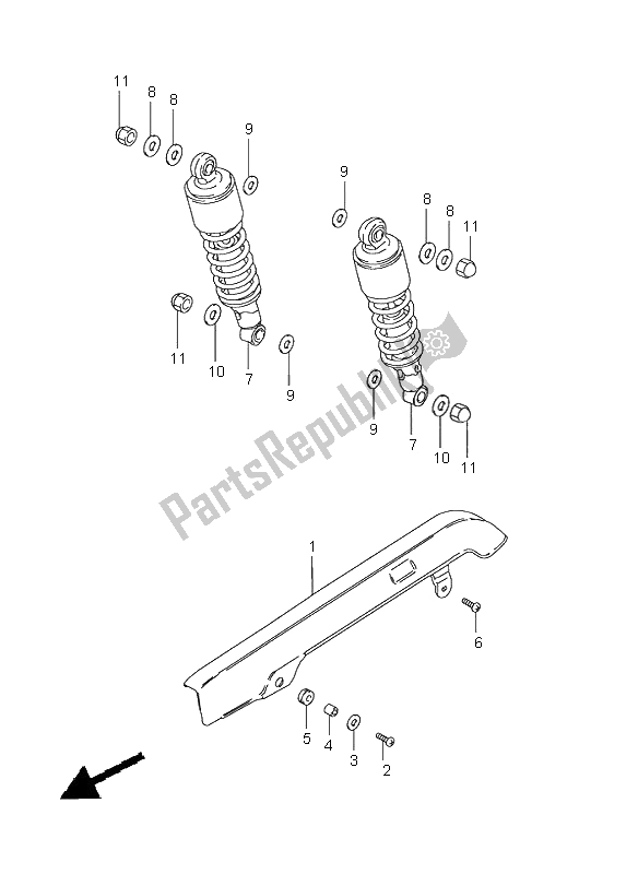 All parts for the Rear Shock Absorber of the Suzuki GN 125E 1997