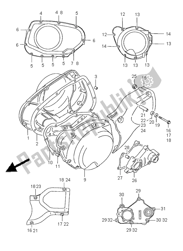 Tutte le parti per il Coperchio Del Carter del Suzuki VS 1400 Intruder 2001