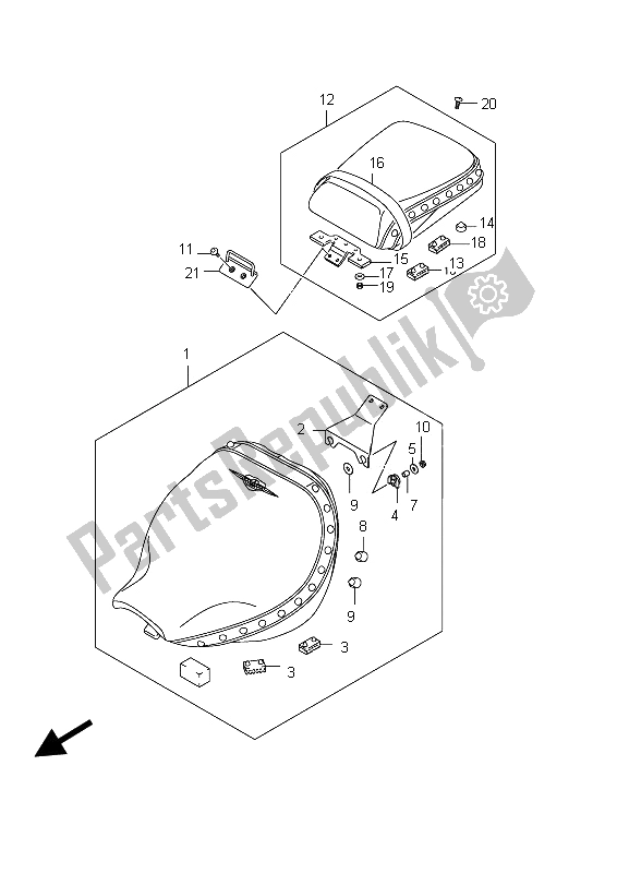 All parts for the Seat (vl800t E24) of the Suzuki C 800 VL Intruder 2012