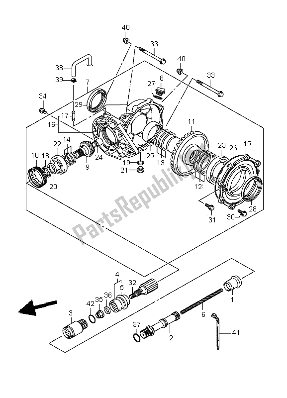 All parts for the Final Bevel Gear (rear)(f. No. 5saap4167110001 ) of the Suzuki LT A 700X Kingquad 4X4 2006