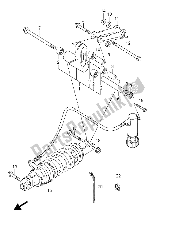 All parts for the Rear Cushion Lever of the Suzuki Burgman AN 400S 2005