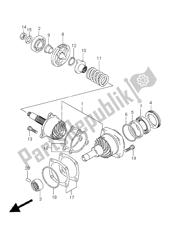All parts for the Secondary Drive Gear of the Suzuki VZ 800Z Intruder 2008