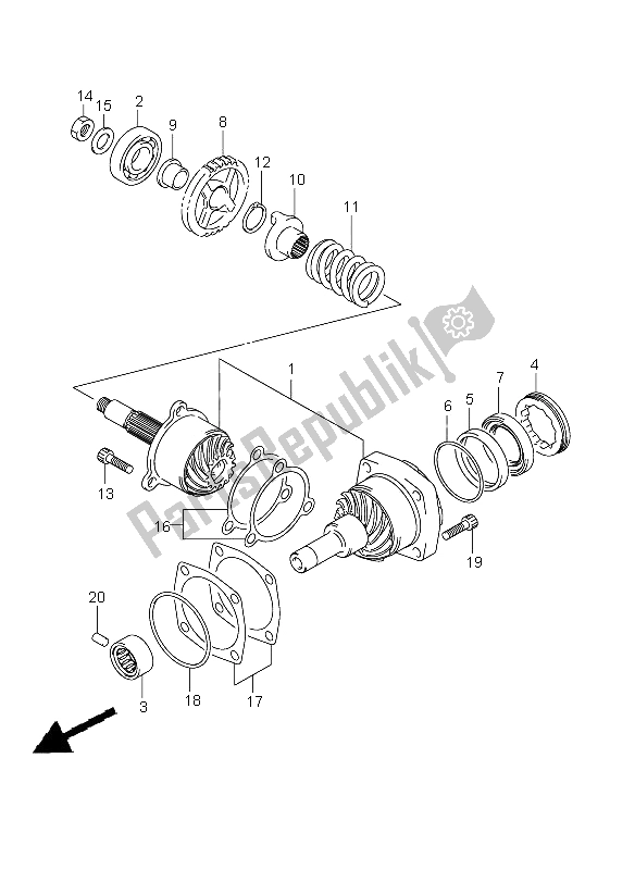 All parts for the Secondary Drive Gear of the Suzuki VZ 800Z Intruder 2008