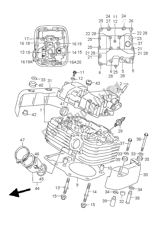 Todas las partes para Culata (trasera) de Suzuki VL 1500 Intruder LC 2003