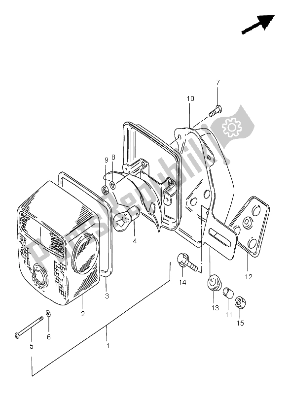 All parts for the Rear Combination Lamp (e1-e2-e4-e24-e34-p37-e71) of the Suzuki GN 250E 1999