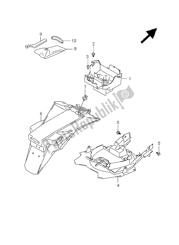 All parts for the Rear Fender (with Abs) of the Suzuki SV 650 Nsnasa 2009