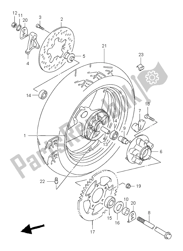 Tutte le parti per il Ruota Posteriore del Suzuki GSX 750F 1998