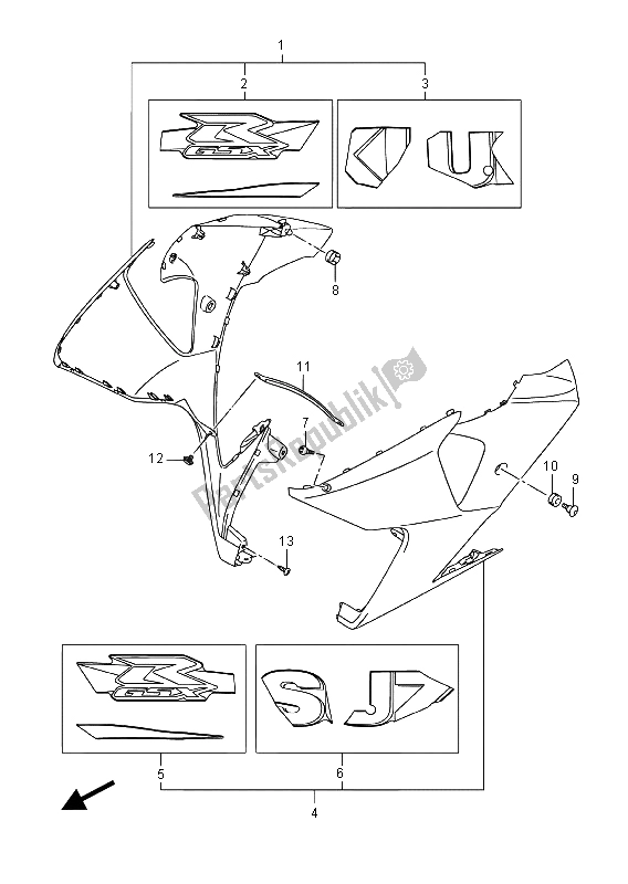 All parts for the Side Cowling (ysf) of the Suzuki GSX R 1000A 2015