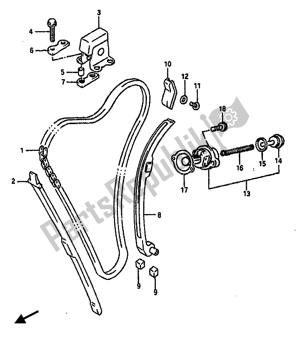 All parts for the Cam Chain of the Suzuki GSX R 750 1988