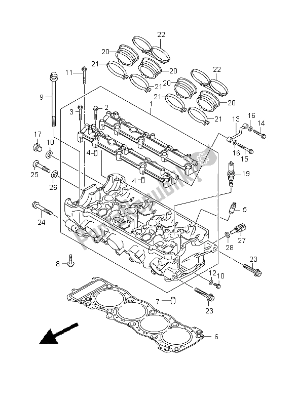 All parts for the Cylinder Head of the Suzuki GSX 1300 BKA B King 2008