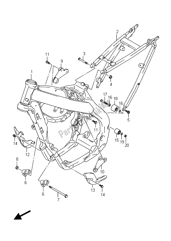 All parts for the Frame of the Suzuki RM Z 450 2015