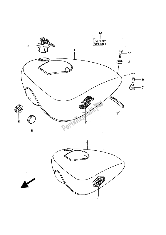 Todas as partes de Tanque De Combustível do Suzuki LS 650 FP Savage 1988