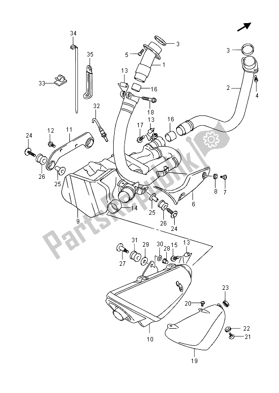 Alle onderdelen voor de Geluiddemper van de Suzuki SFV 650A Gladius 2014