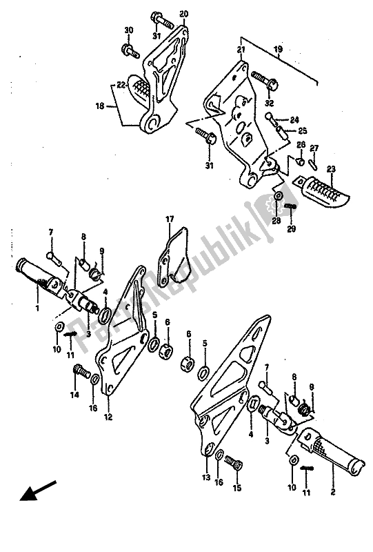 Toutes les pièces pour le Repose Pieds du Suzuki GSX R 750 1990