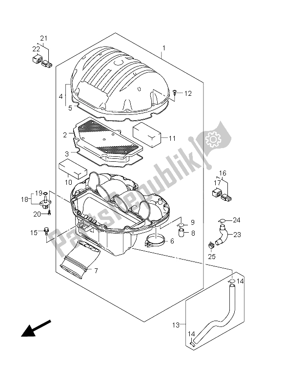 Alle onderdelen voor de Luchtfilter van de Suzuki GSR 750A 2012