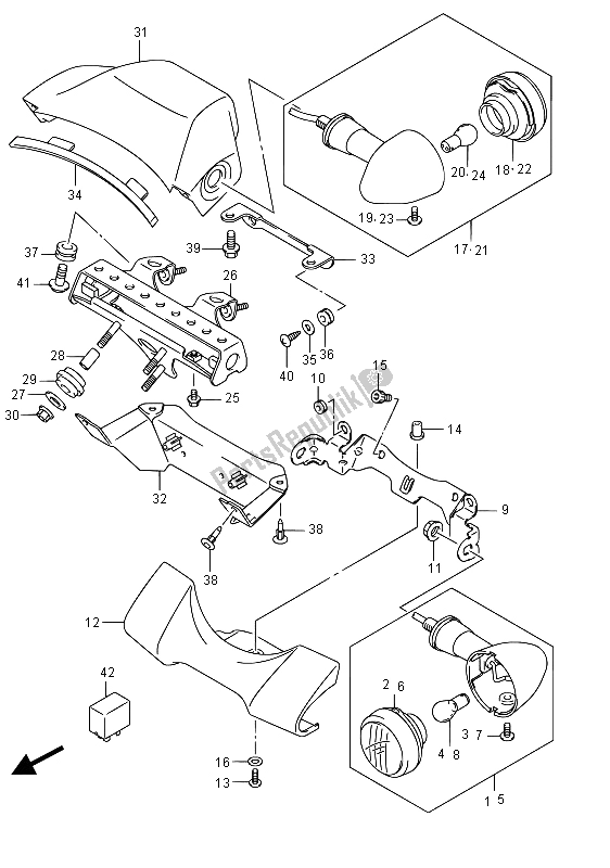 All parts for the Turnsignal Lamp (e02) of the Suzuki VL 800 Intruder 2015