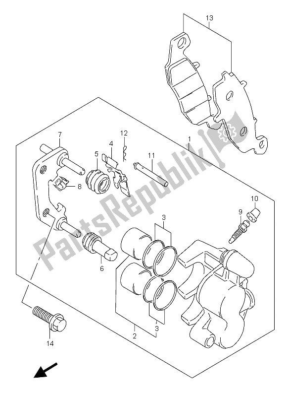 All parts for the Front Caliper of the Suzuki GSX 600F 2006