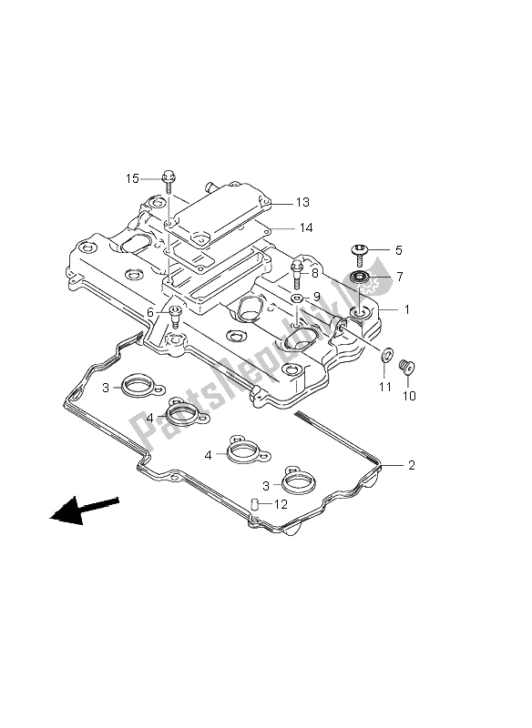 All parts for the Cylinder Head Cover of the Suzuki GSF 600 NS Bandit 2003