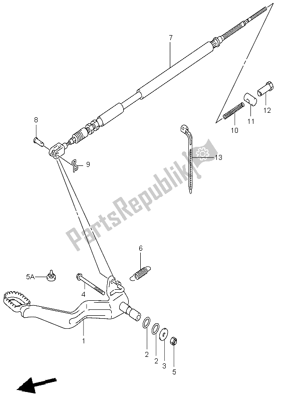 All parts for the Rear Brake of the Suzuki LT F 250 Ozark 2002