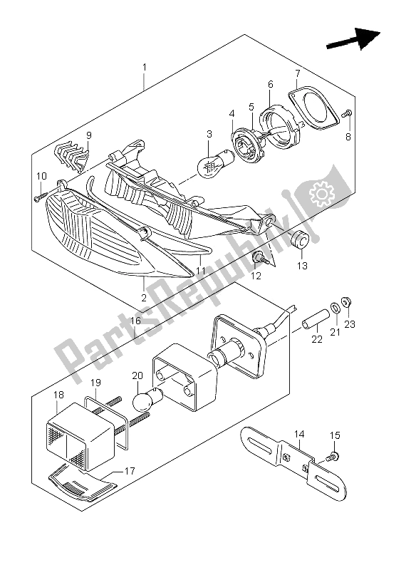 All parts for the Rear Combination Lamp of the Suzuki GSF 1250 Nassa Bandit 2009