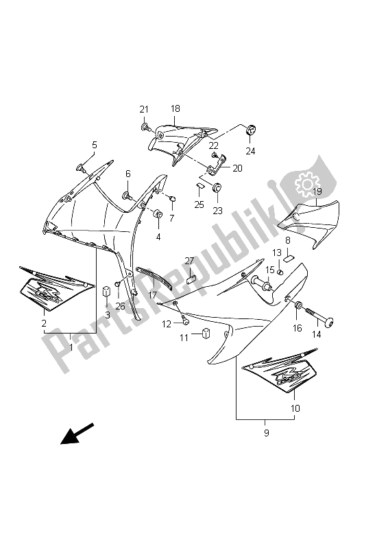 All parts for the Side Cowling (gsx-r600 E24:44x) of the Suzuki GSX R 600 2012