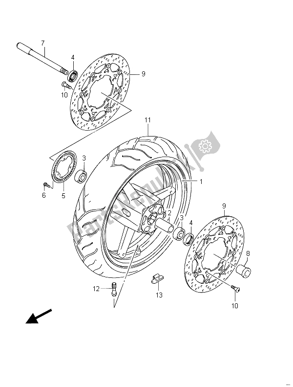 All parts for the Front Wheel (gsf650sua) of the Suzuki GSF 650 Sasa Bandit 2011